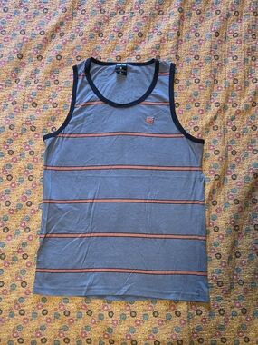 Zoo York Gray Tank Top with Orange Stripes and Black Trim M